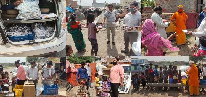 Bharti Charitable Trust, with the help of District Red Cross Society Faridabad, distributed food made to 400 needy families.