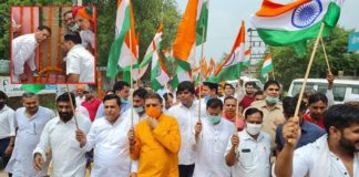 The tiranga yatra was led by BJP MLA Rajesh Nagar in Tigaon, the largest village of 84 Pal