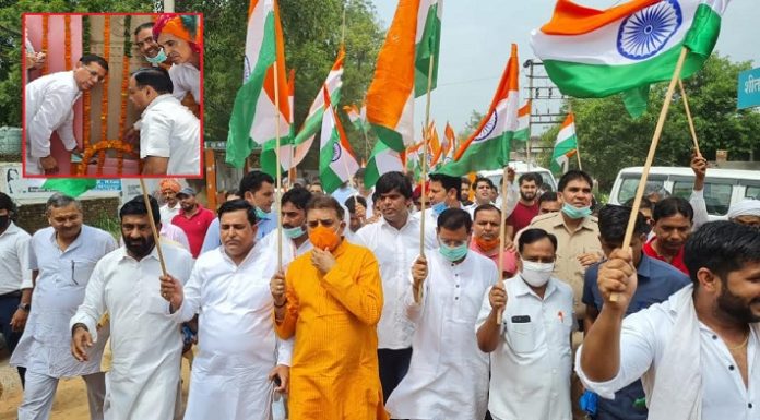 The tiranga yatra was led by BJP MLA Rajesh Nagar in Tigaon, the largest village of 84 Pal