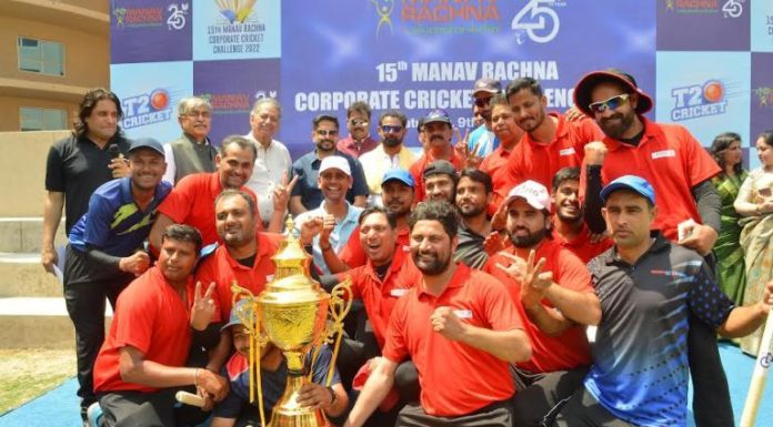 Former Cricketer Chetan Sharma participated in the Grand Finale of 15th Manav Rachna Corporate Cricket Challenge