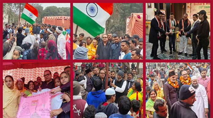 JJP District President Rajesh Bhatia hoisted the flag at various places on Republic Day