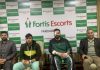 Dr Vinit Banga, Director, Neurology & Head - Neuro-Intervention, Fortis Escorts Hospital, Faridabad, and Yogendra Nath Awadhiya, Facility Director, Fortis Escorts Hospital Faridabad along with patients 15-year-old Shivam and 27-year-old Ishant